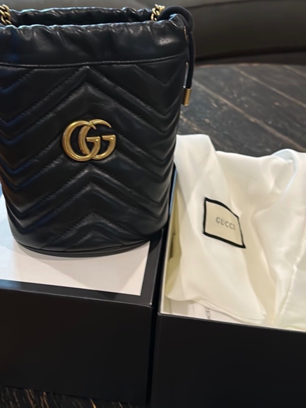 GG marmont Gucci bucket bag